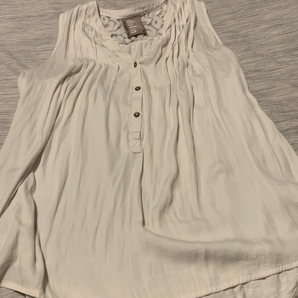 Anthropologie White Lightweight Lace Tank Blouse S
